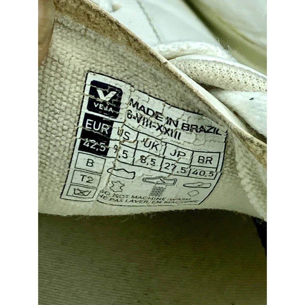 Veja Esplar Metallic Leather Shoes Women 9.5 Gold White Low Top Lace Up Sneakers